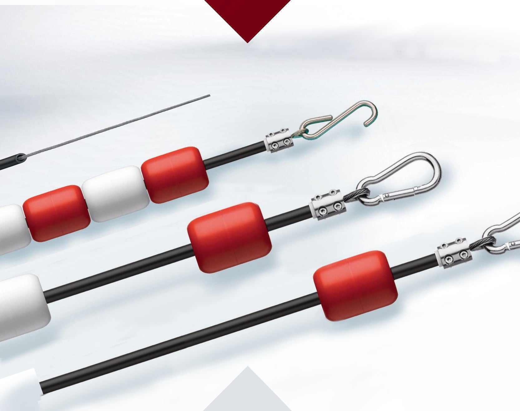 abgrenzungsleinen karabinerhaken, cns-haken, cns-seil