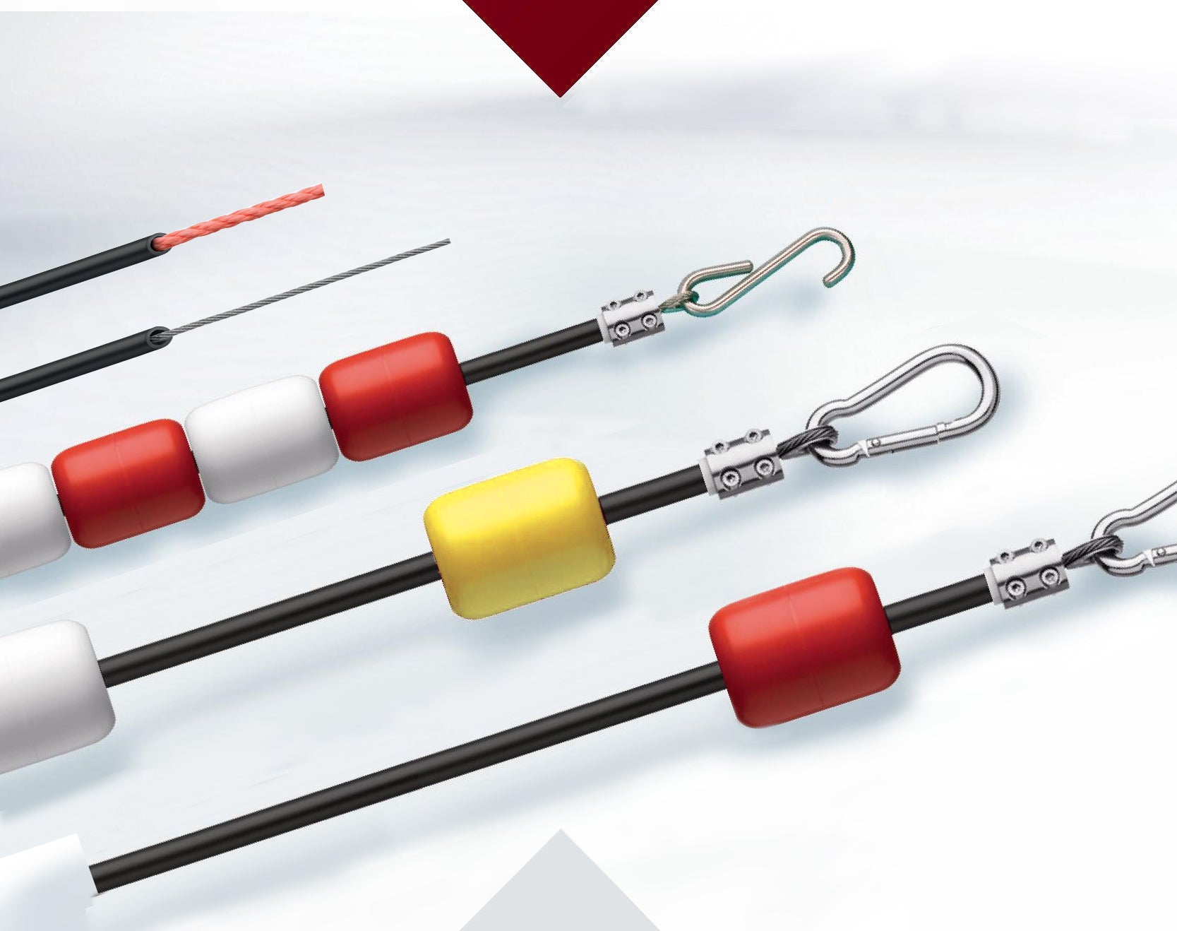 abgrenzungsleinen karabinerhaken, cns-haken, cns-seil, pp-seil